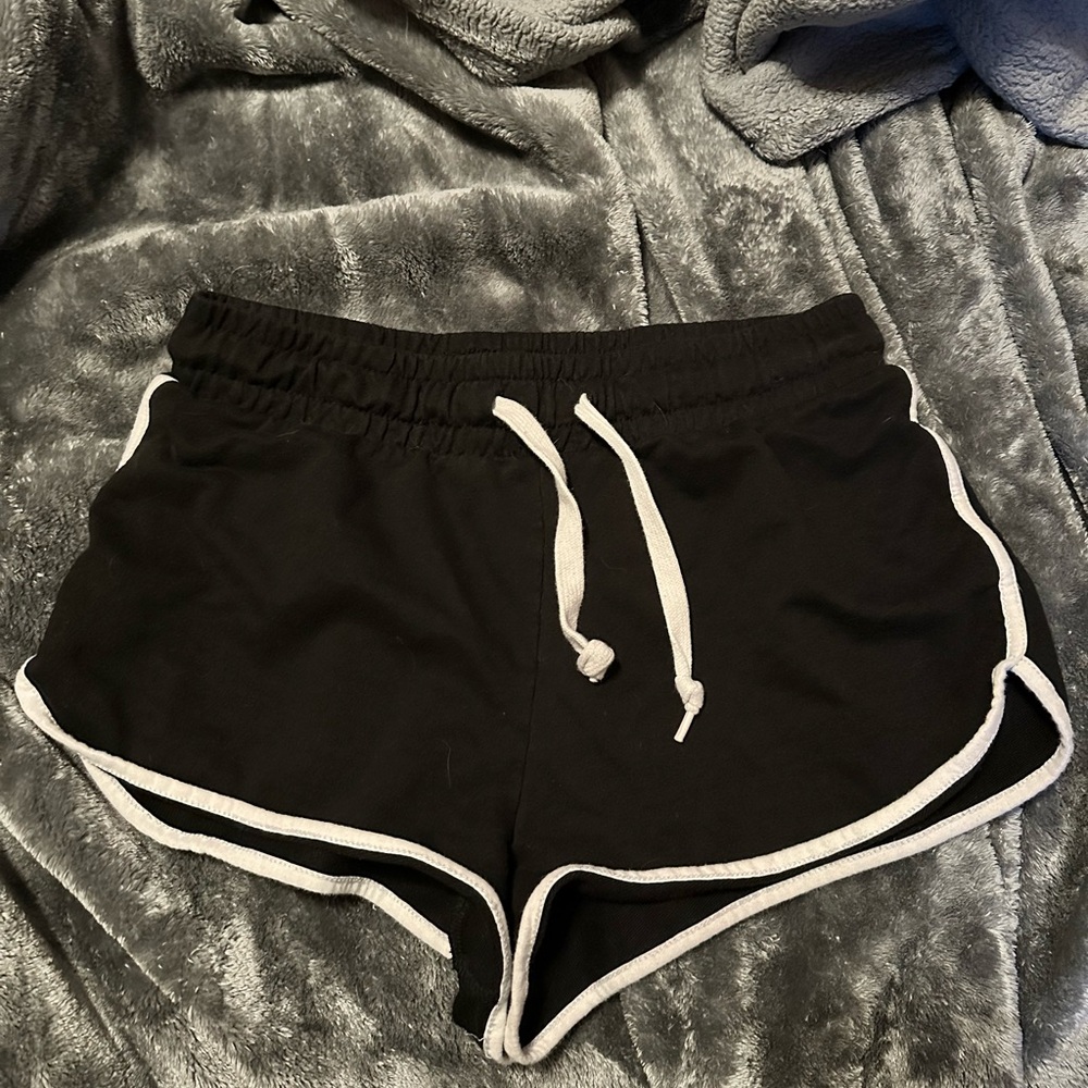 Forever 21 Black and White Athletic Shorts with Elastic Waistband